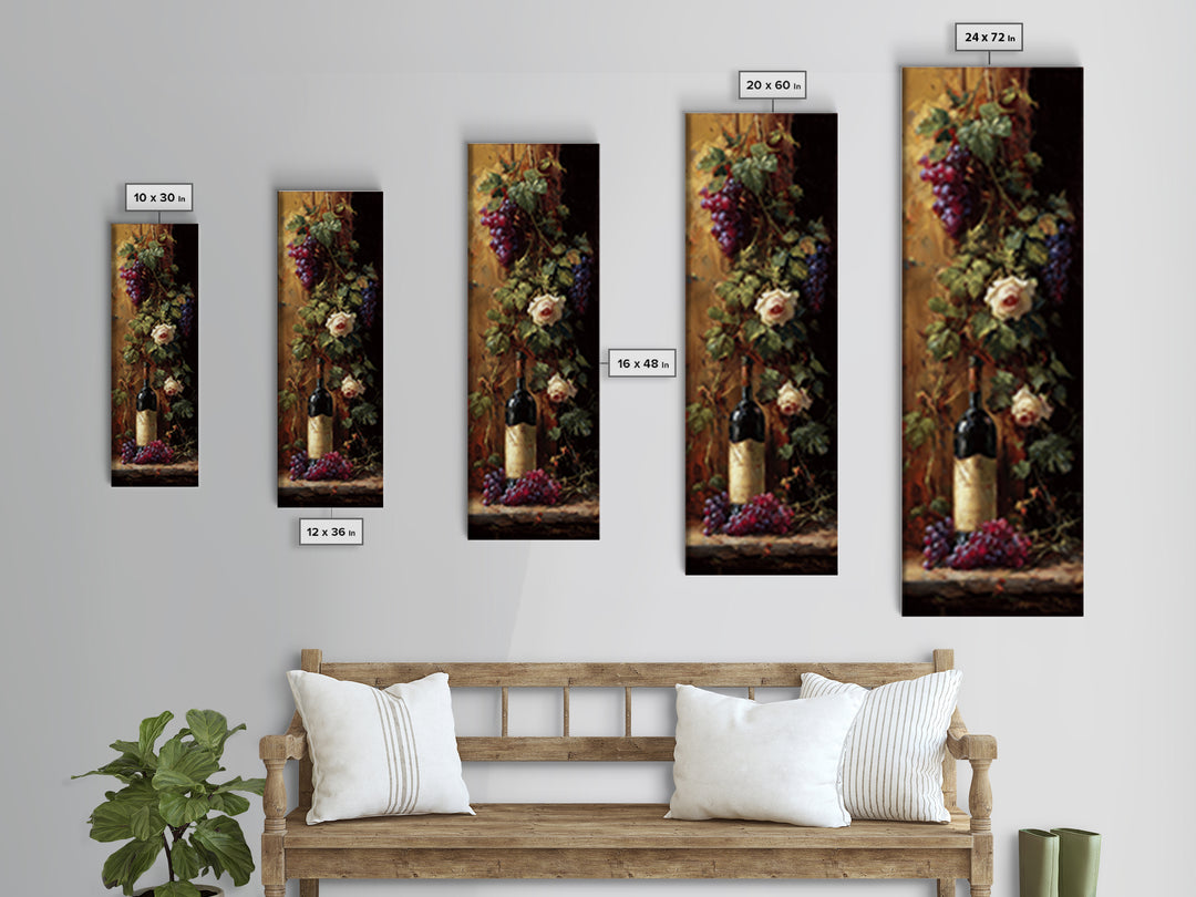 Vineyard Gate with Climbing Roses Framed Canvas Print, Winery Art, Neutral Decor, Winery Decor, Fine Art, Vineyard, Home Decor, WIN-1x3-75