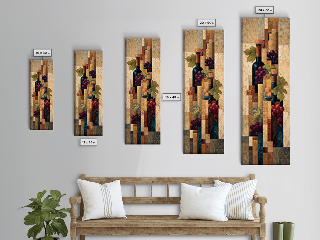 Corks Arranged as Geometric Pattern Canvas Print, Winery Art, Statement Artwork, Winery Decor, Abstract Art, Vineyard, WIN-1x3-78