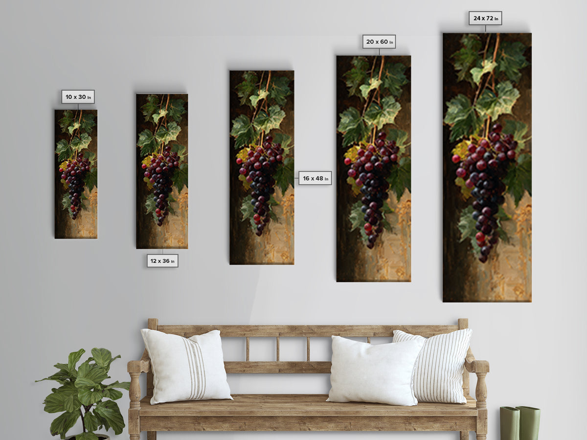 Single Grape Cluster Botanical Study Canvas Print, Winery Art, Retro Wall Art, Winery Decor, Fine Art, Vineyard, Modern Decor, WIN-1x3-81