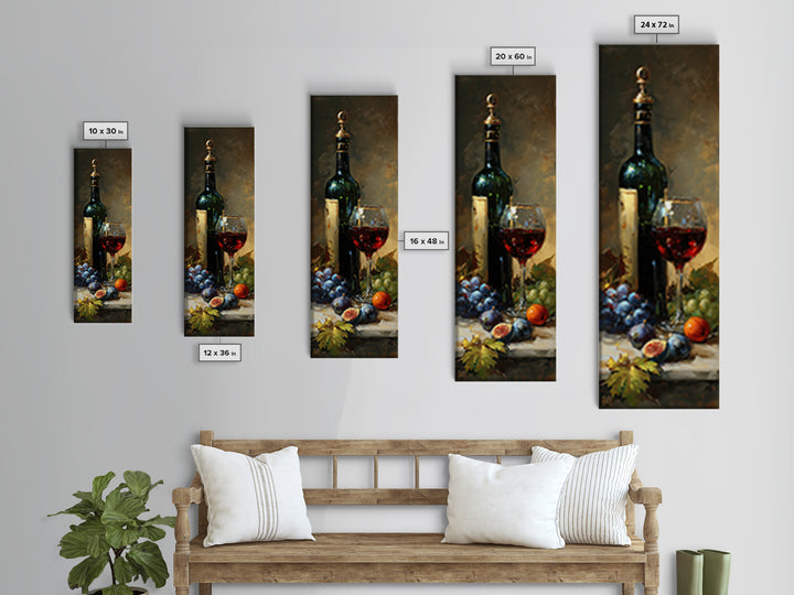 Wine Bottle and Glass Still Life Canvas Print, Winery Art, Contemporary Art, Winery Decor, Fine Art, Vineyard, Kitchen Decor, WIN-1x3-86
