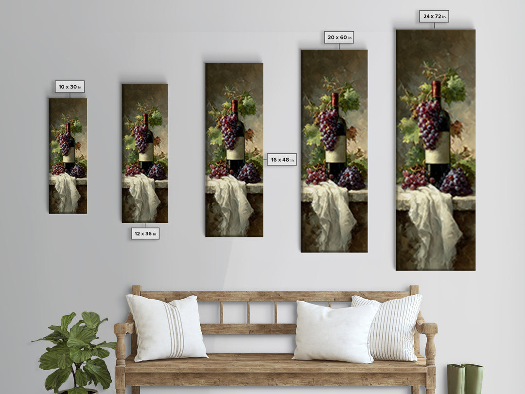 Champagne Grapes and White Linen Still Life Canvas Print, Winery Art, Living Room Art, Winery Decor, Abstract Art, Vineyard, WIN-1x3-89