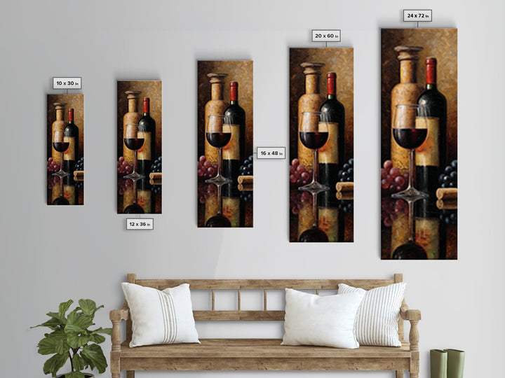 Wine Tasting Flight Rendered as Elegant Still Canvas Print, Winery Art, Room Decor, Winery Decor, Fine Art, Vineyard, WIN-1x3-94