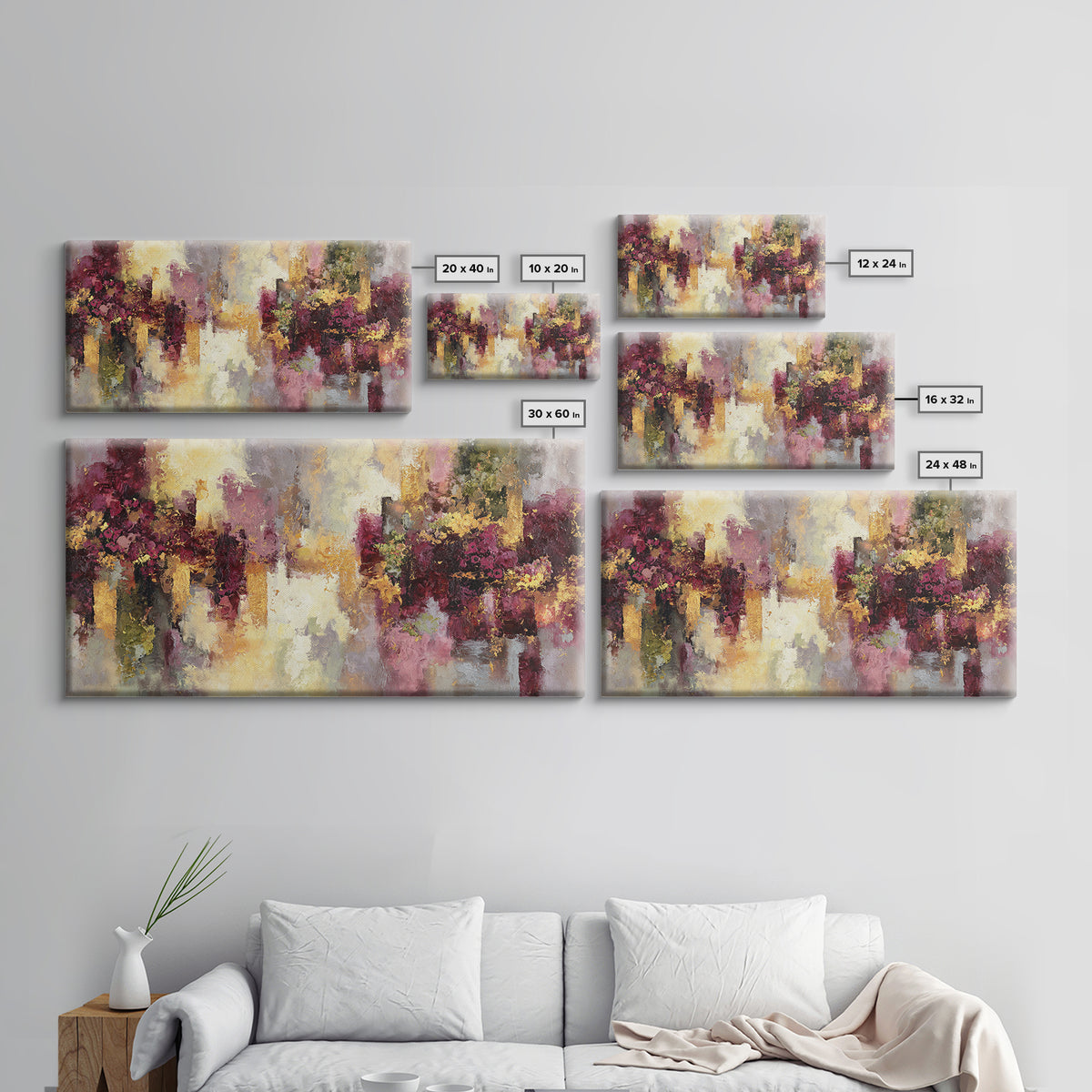 Burgundy Abstract with Gold Accents Framed Canvas Print, Winery Art, Living Room Art, Winery Decor, Abstract Art, Vineyard, WIN-2x1-19