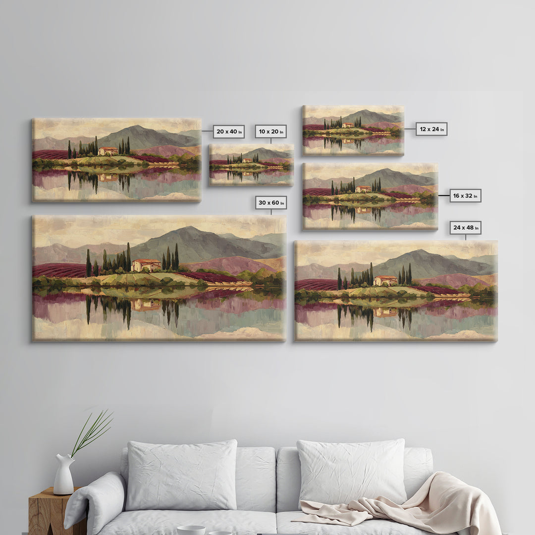 French Vineyard Hills Framed Canvas Print, Winery Art, Contemporary Art, Winery Decor, Fine Art, Vineyard, Kitchen Decor, WIN-2x1-28