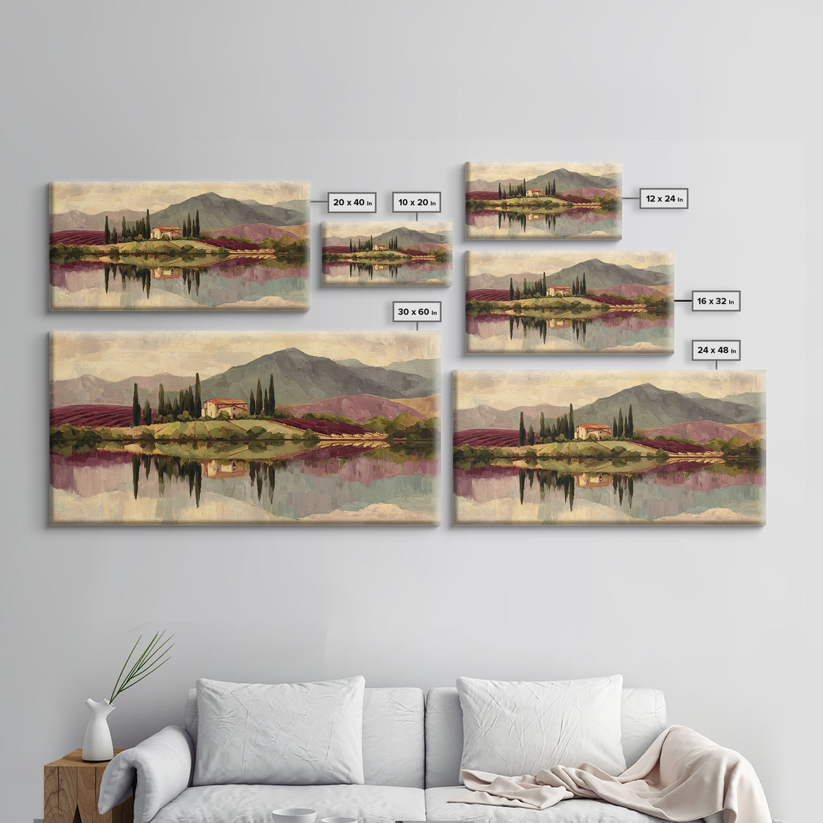 French Vineyard Hills Framed Canvas Print, Winery Art, Contemporary Art, Winery Decor, Fine Art, Vineyard, Kitchen Decor, WIN-2x1-28