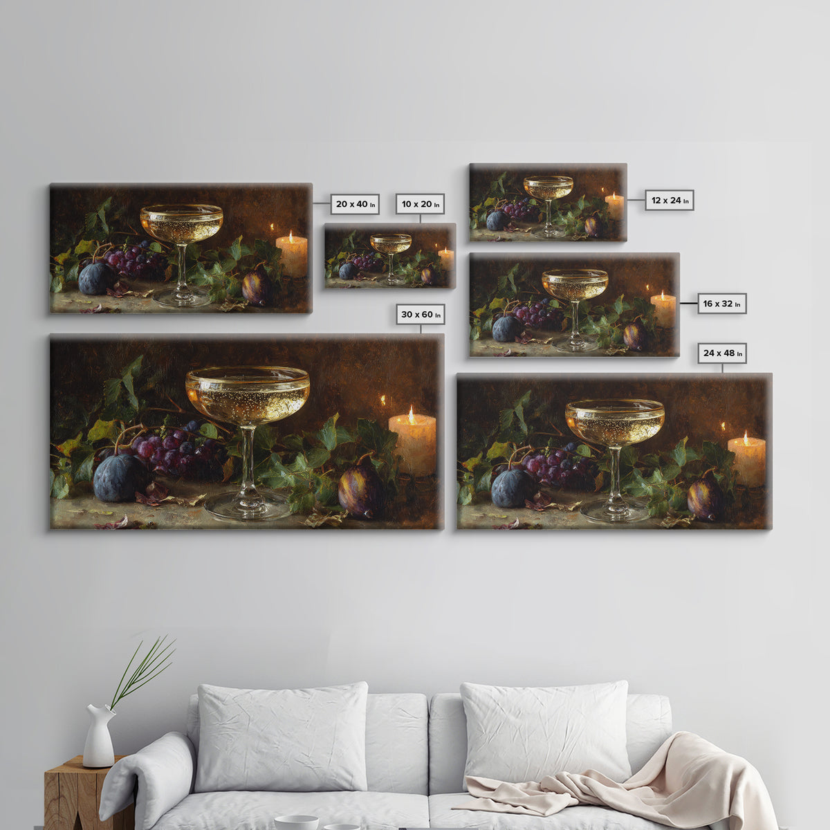 Champagne Coupe with Bubbles and Light Canvas Print, Winery Art, Winery Decor, Oil Painting, Vineyard, Watercolor Painting, WIN-2x1-39