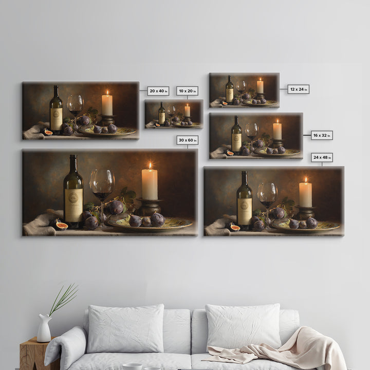 Wine Bottle and Glass Still Life Framed Canvas Print, Winery Art, Art, Winery Decor, Fine Art, Vineyard, Farmhouse Decor, WIN-2x1-46