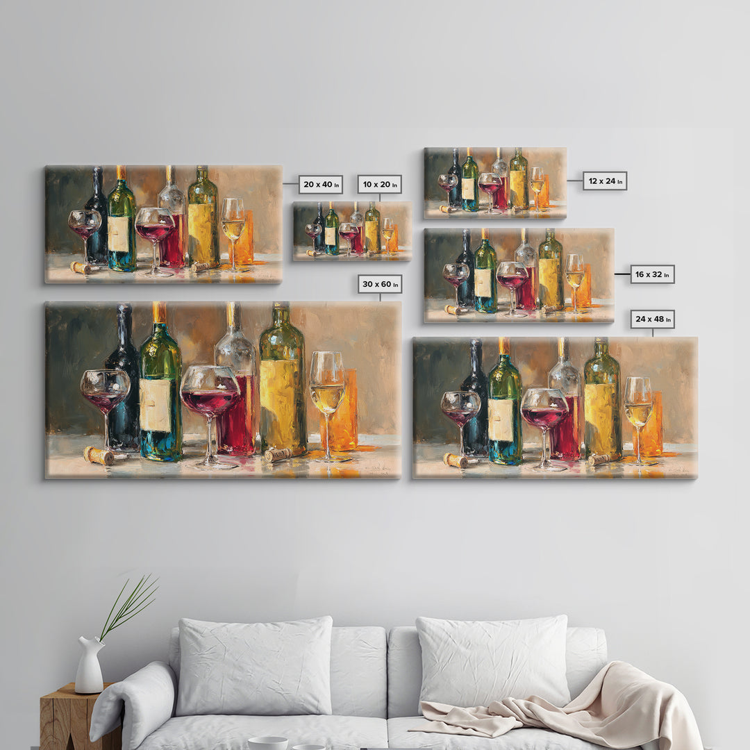 Wine Tasting Flight Rendered as Elegant Still Canvas Print, Winery Art, Painting, Winery Decor, Vineyard, Living Room Decor, WIN-2x1-54