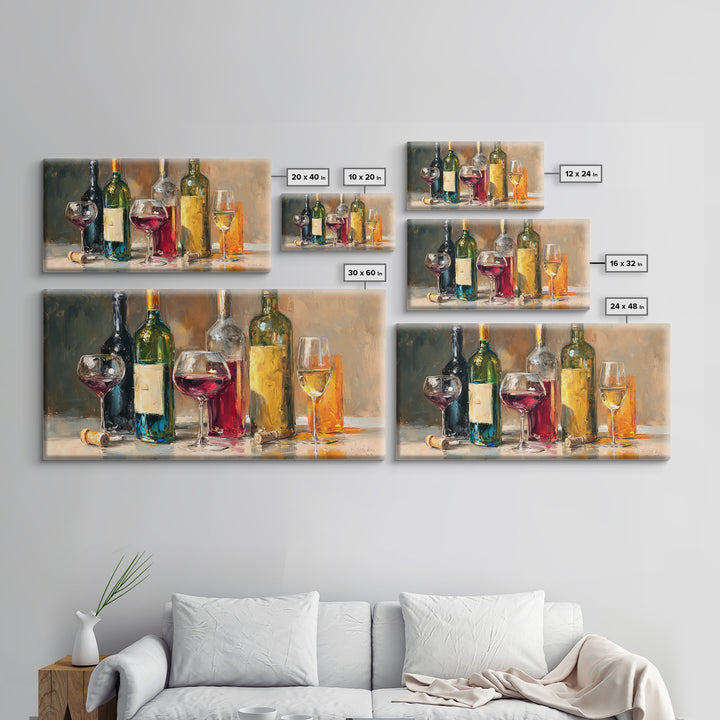 Wine Tasting Flight Rendered as Elegant Still Canvas Print, Winery Art, Painting, Winery Decor, Vineyard, Living Room Decor, WIN-2x1-54