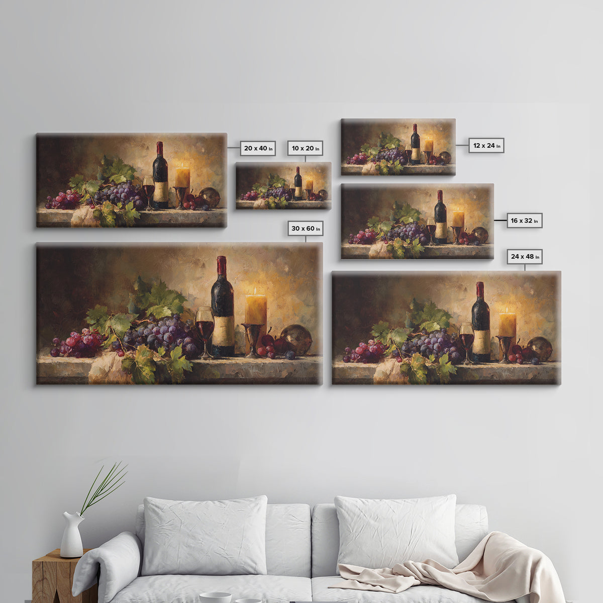 Tuscan Vineyard at Golden Hour Canvas Print, Winery Art, Landscape Art, Winery Decor, Abstract Art, Vineyard, Room Decor, WIN-2x1-71