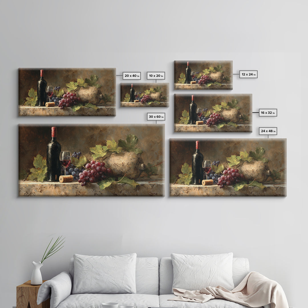 Wine Tasting Flight Rendered as Elegant Still Canvas Print, Winery Art, Painting, Winery Decor, Vineyard, Living Room Decor, WIN-2x1-78