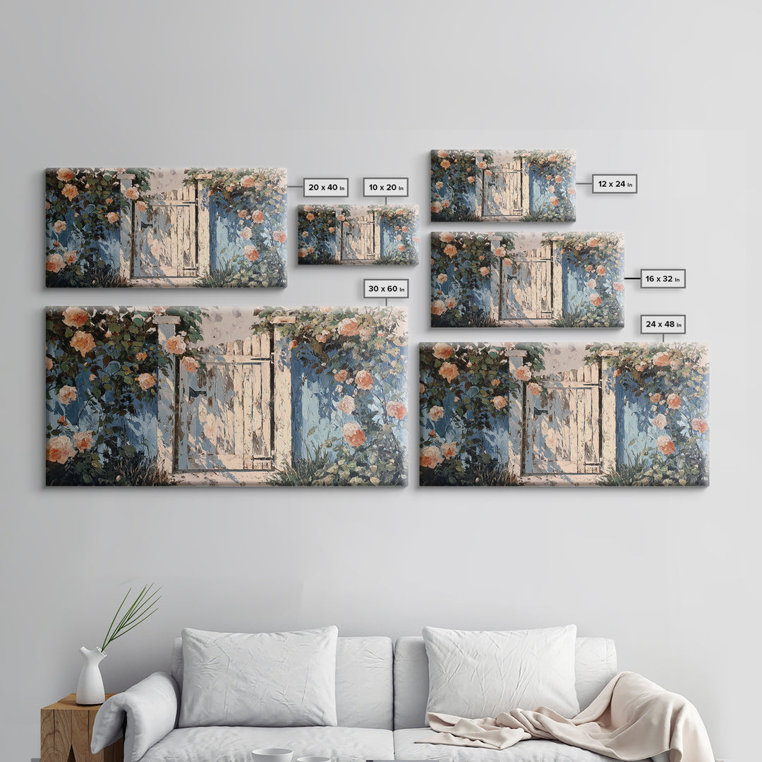 Vineyard Gate with Climbing Roses Framed Canvas Print, Winery Art, Wall Decor, Winery Decor, Fine Art, Vineyard, Kitchen Art, WIN-2x1-83