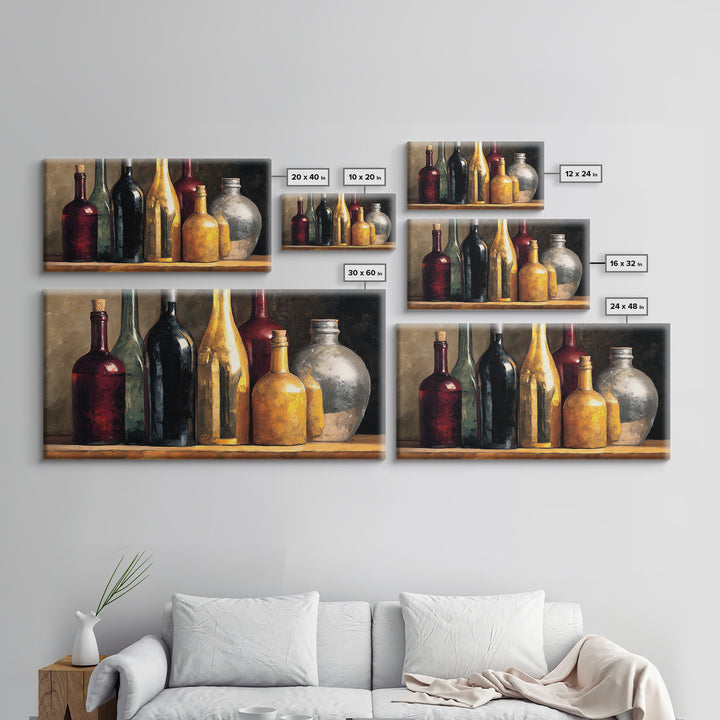 Black and Gold Wine Bottle Silhouette Framed Canvas Print, Winery Art, Wall Art Print, Winery Decor, Fine Art, Vineyard, WIN-2x1-84