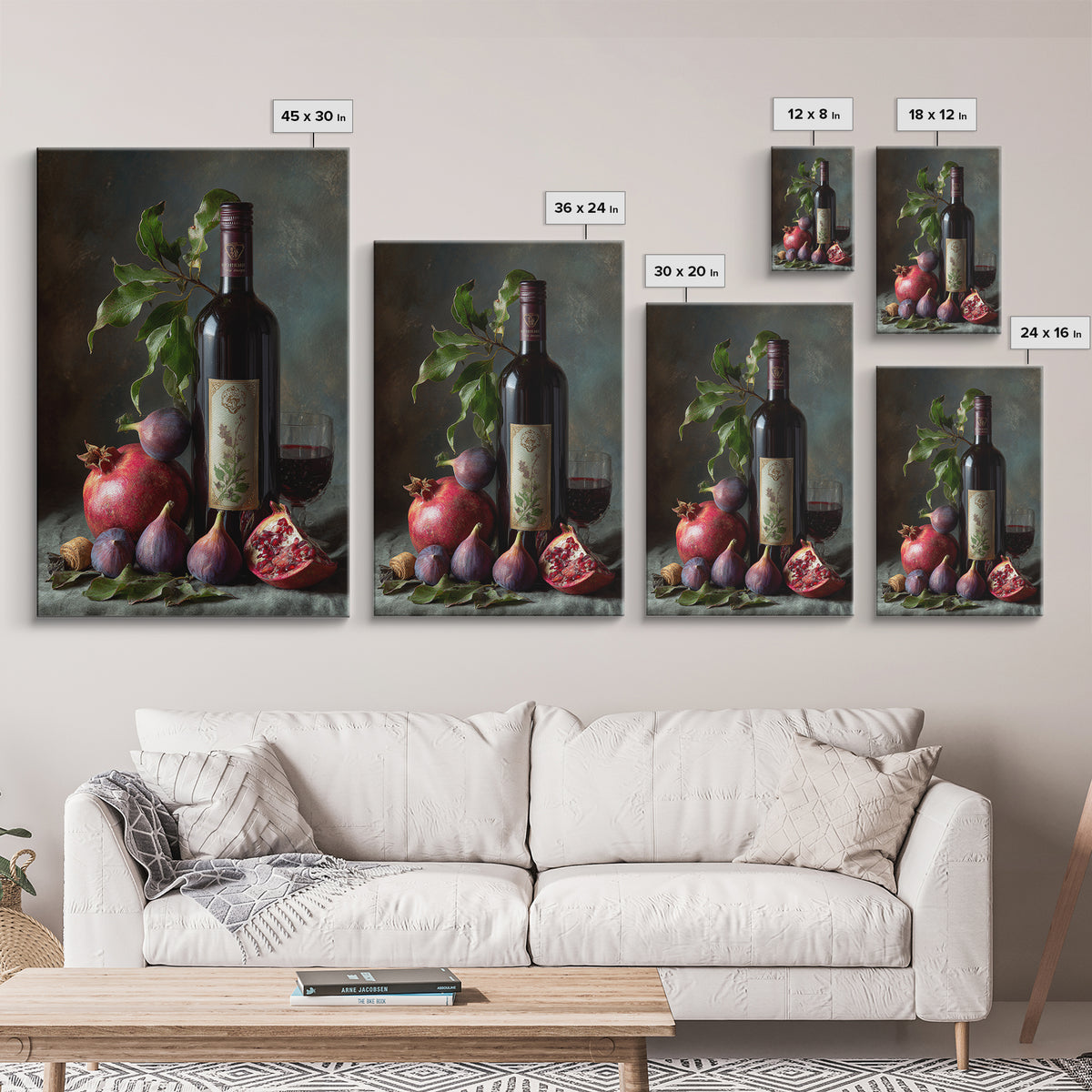 Pomegranate Figs and Red Wine Composition Framed Canvas Print, Winery Art, Printable Wall Art, Winery Decor, Fine Art, Vineyard, WIN-2x3-1