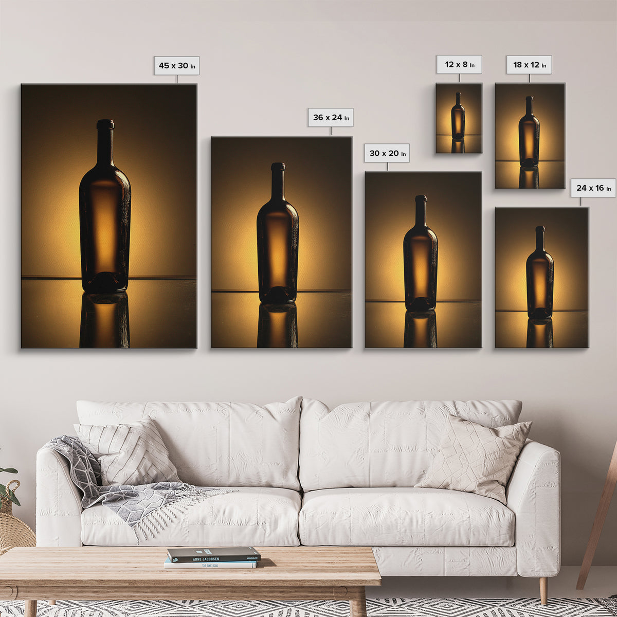 Black and Gold Wine Bottle Silhouette Framed Canvas Print, Winery Art, Modern Decor, Winery Decor, Fine Art, Vineyard, WIN-2x3-24