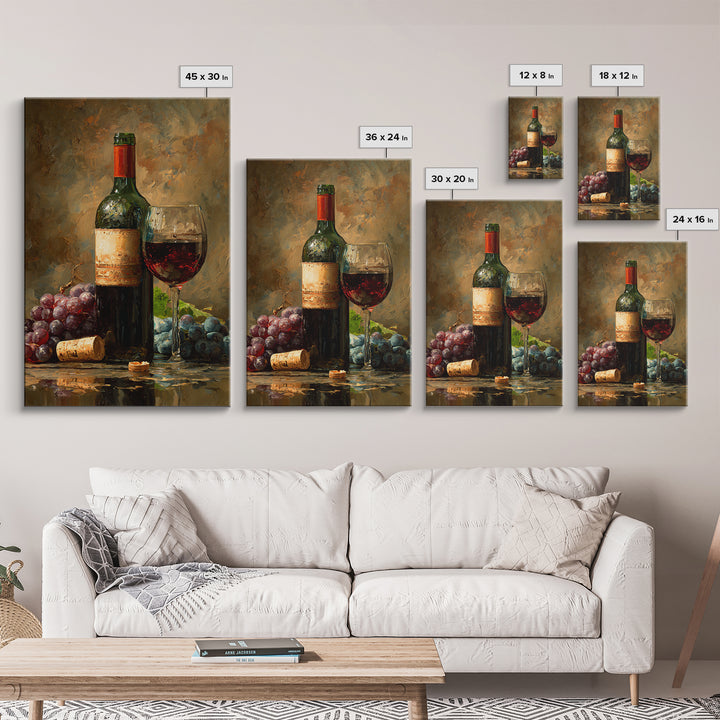 Italian Villa Vineyard Landscape Framed Canvas Print, Winery Art, Preppy Wall Art, Winery Decor, Oil Painting, Vineyard, WIN-2x3-28