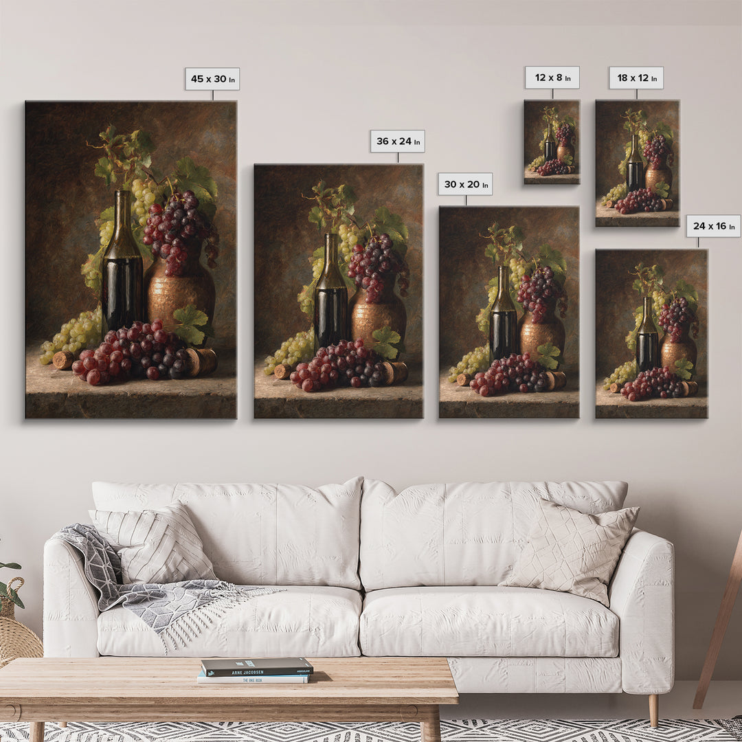 Single Grape Cluster Botanical Study Canvas Print, Winery Art, Oil Painting, Winery Decor, Watercolor Art, Vineyard, WIN-2x3-29