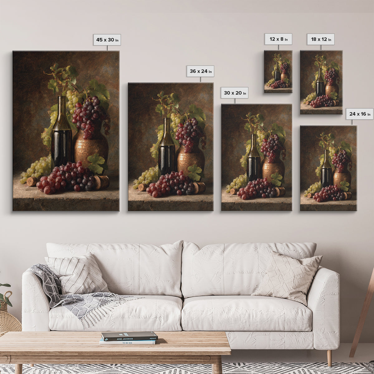 Single Grape Cluster Botanical Study Canvas Print, Winery Art, Oil Painting, Winery Decor, Watercolor Art, Vineyard, WIN-2x3-29