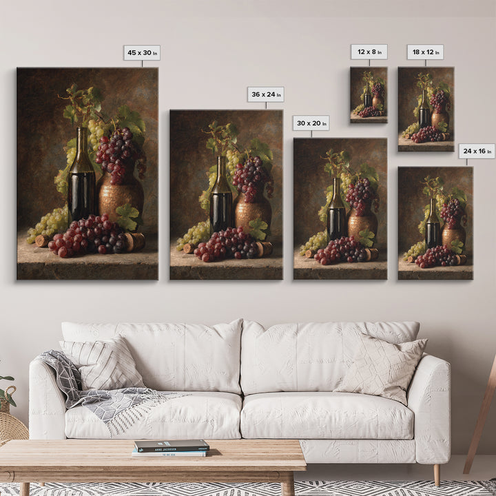 Single Grape Cluster Botanical Study Canvas Print, Winery Art, Oil Painting, Winery Decor, Watercolor Art, Vineyard, WIN-2x3-29