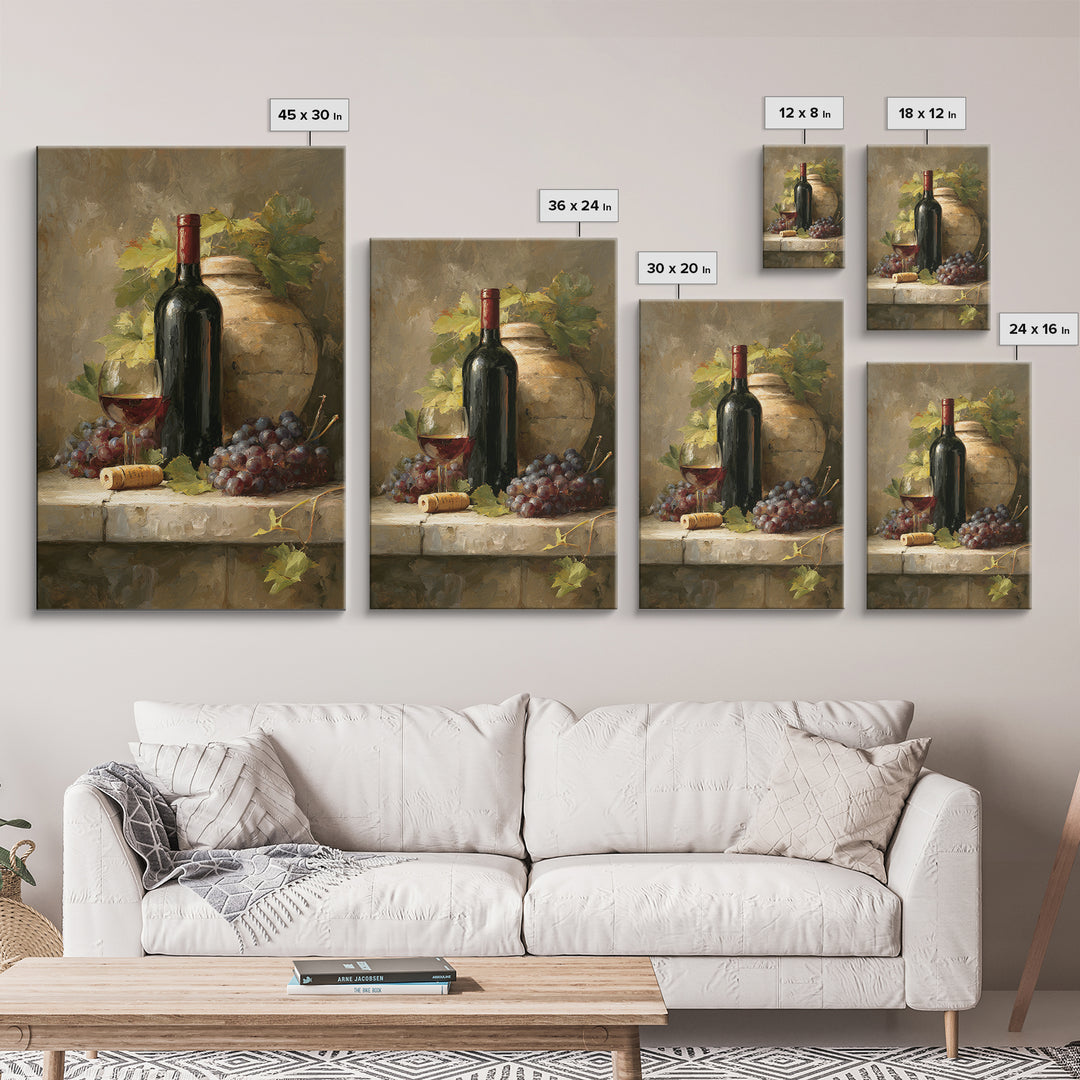 Italian Villa Vineyard Landscape Framed Canvas Print, Winery Art, Contemporary Art, Winery Decor, Fine Art, Vineyard, WIN-2x3-4