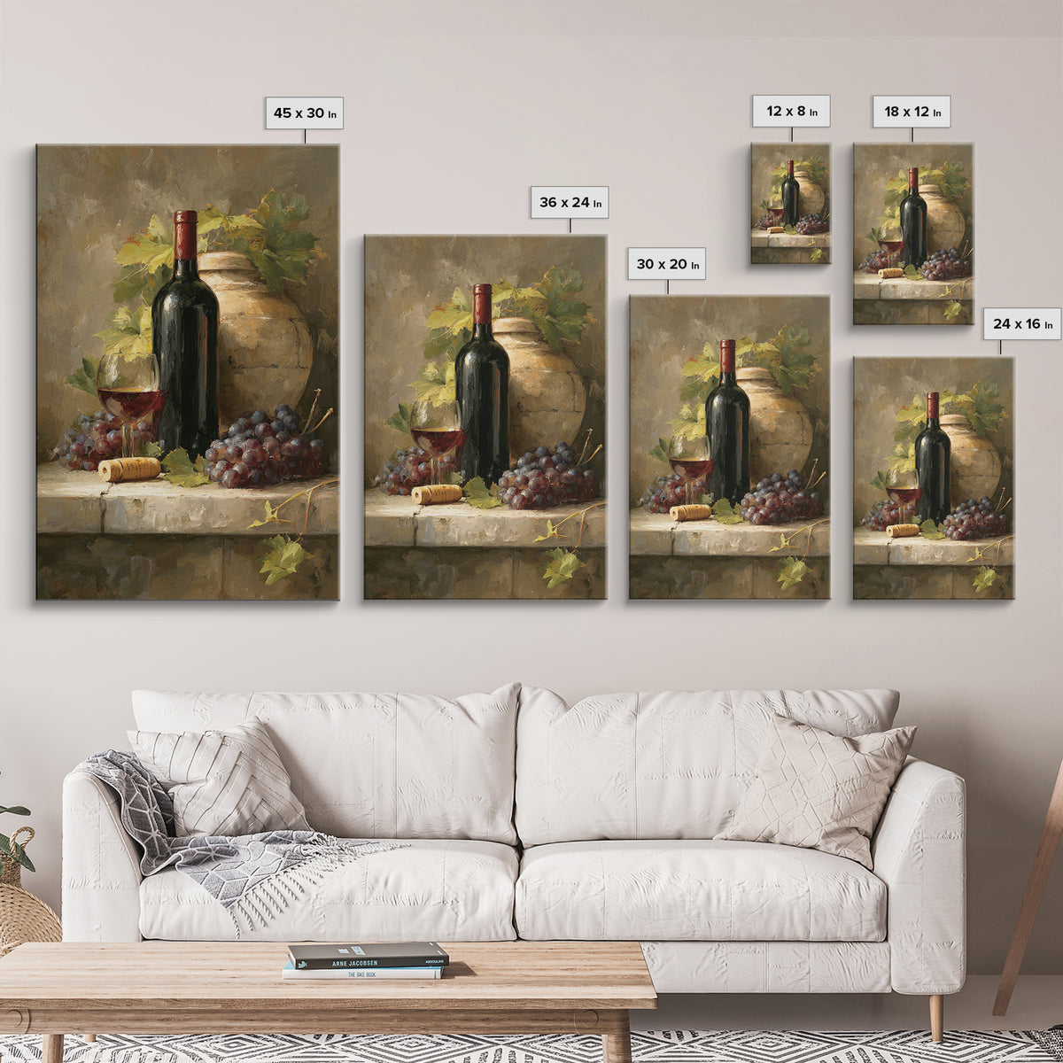 Italian Villa Vineyard Landscape Framed Canvas Print, Winery Art, Contemporary Art, Winery Decor, Fine Art, Vineyard, WIN-2x3-4