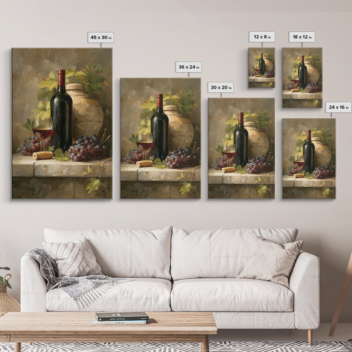 Italian Villa Vineyard Landscape Framed Canvas Print, Winery Art, Contemporary Art, Winery Decor, Fine Art, Vineyard, WIN-2x3-4