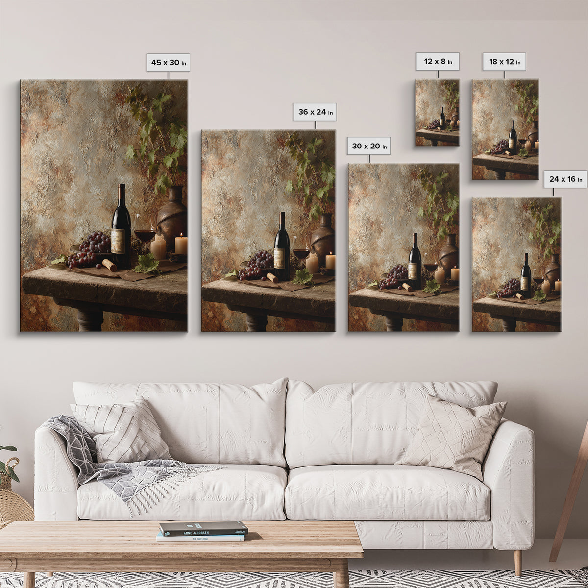 French Vineyard Hills Canvas Print, Winery Art, Contemporary Art, Winery Decor, Vineyard, Kitchen Decor, Kitchen Wall Art, WIN-2x3-40
