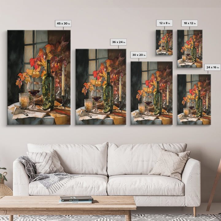 Vine Leaves Turning Autumn Red and Gold Framed Canvas Print, Winery Art, Artwork, Winery Decor, Fine Art, Vineyard, Bar Decor, WIN-2x3-43