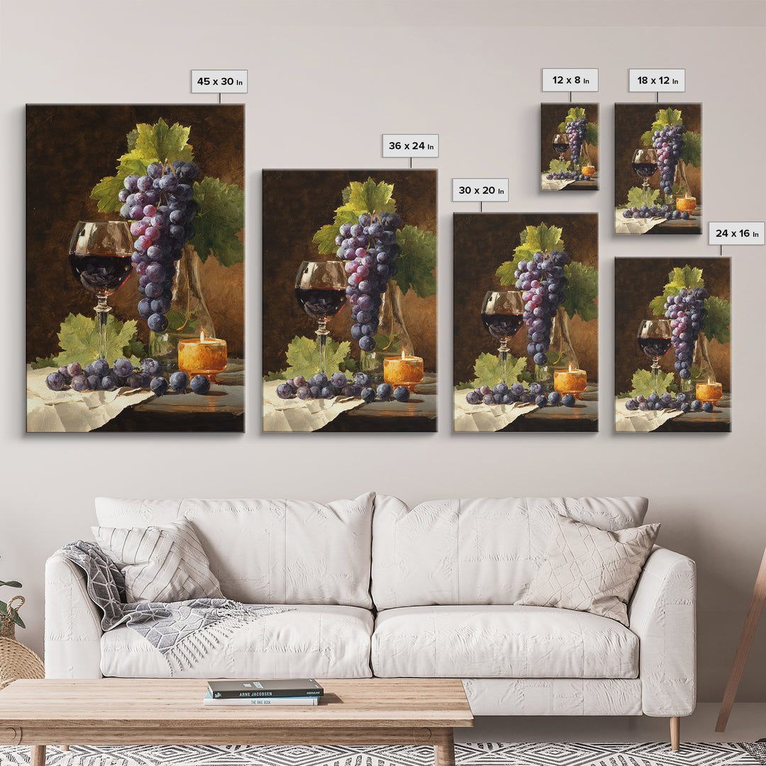 Single Grape Cluster Botanical Study Canvas Print, Winery Art, Oil Painting, Winery Decor, Watercolor Art, Vineyard, WIN-2x3-5