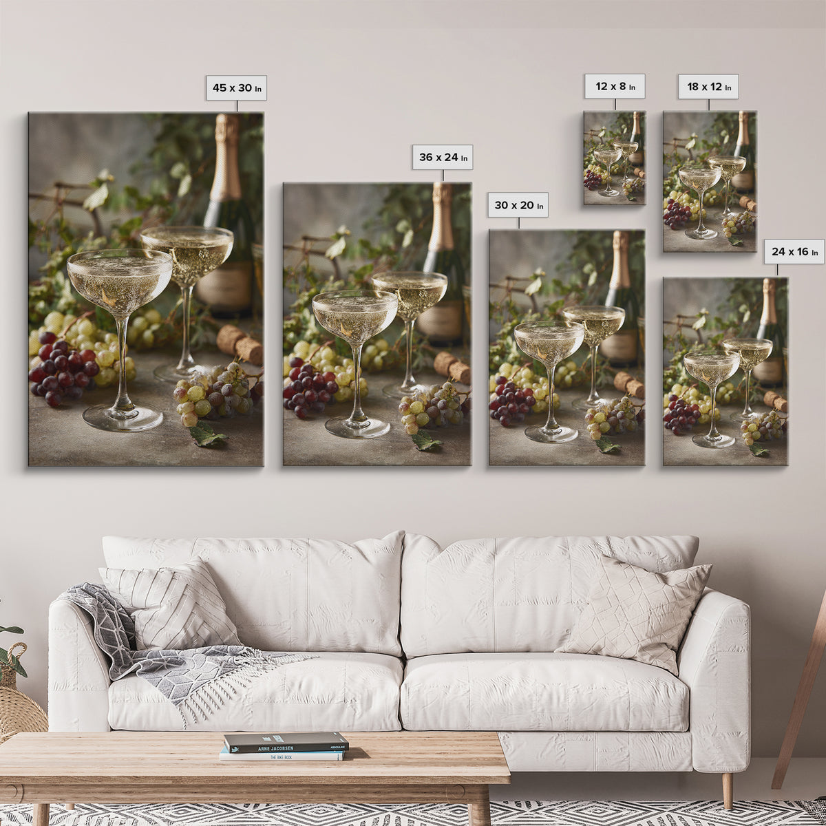 Champagne Coupe with Bubbles and Light Framed Canvas Print, Winery Art, Art Print, Winery Decor, Oil Painting, Vineyard, WIN-2x3-51