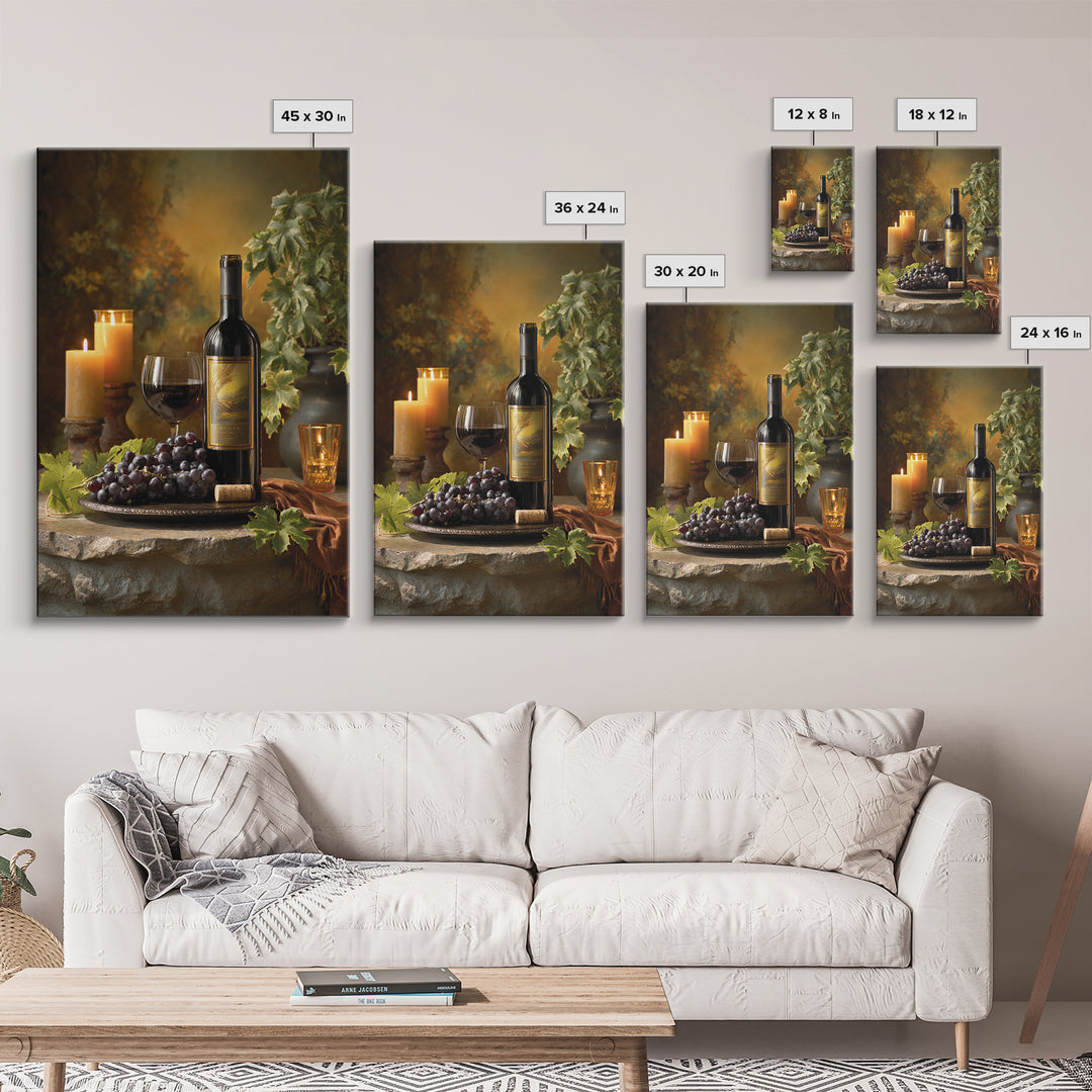 Italian Villa Vineyard Landscape Framed Canvas Print, Winery Art, Art, Winery Decor, Fine Art, Vineyard, Farmhouse Decor, WIN-2x3-52