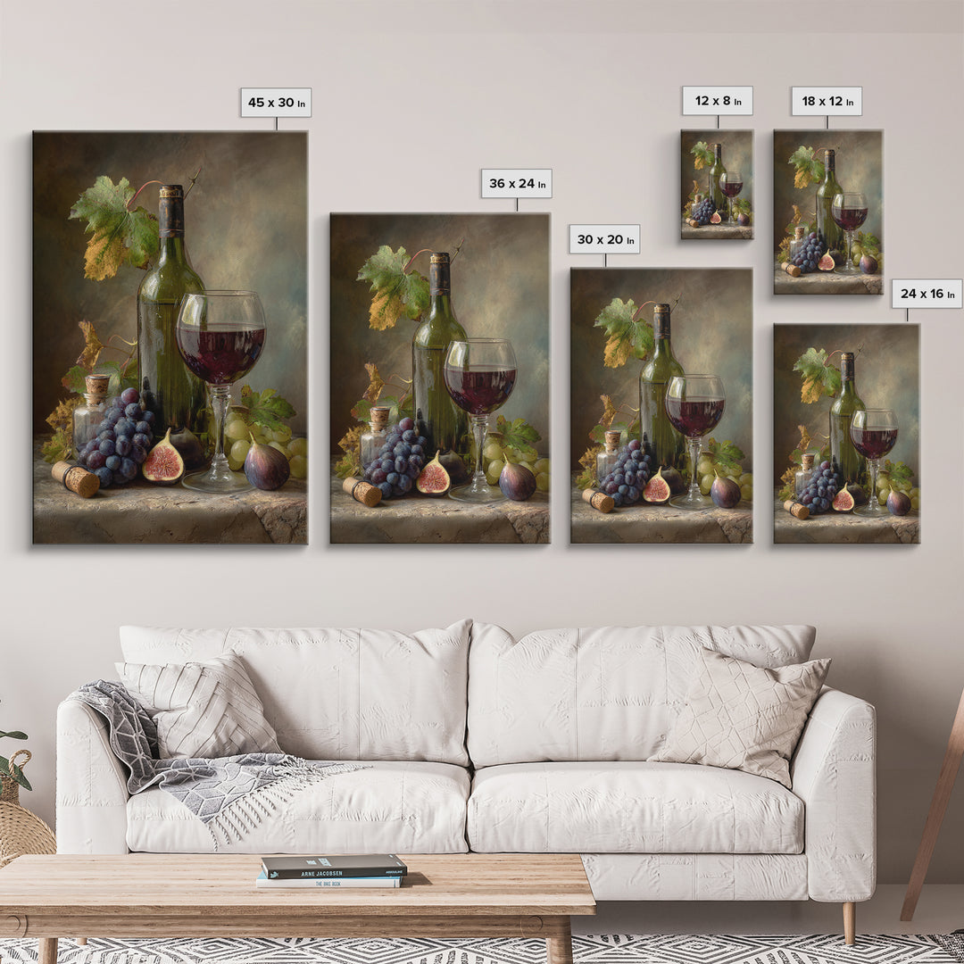 Wine Bottle and Glass Still Life Canvas Print, Winery Art, Artwork, Winery Decor, Vineyard, Bar Decor, Gallery Wall Art, WIN-2x3-58