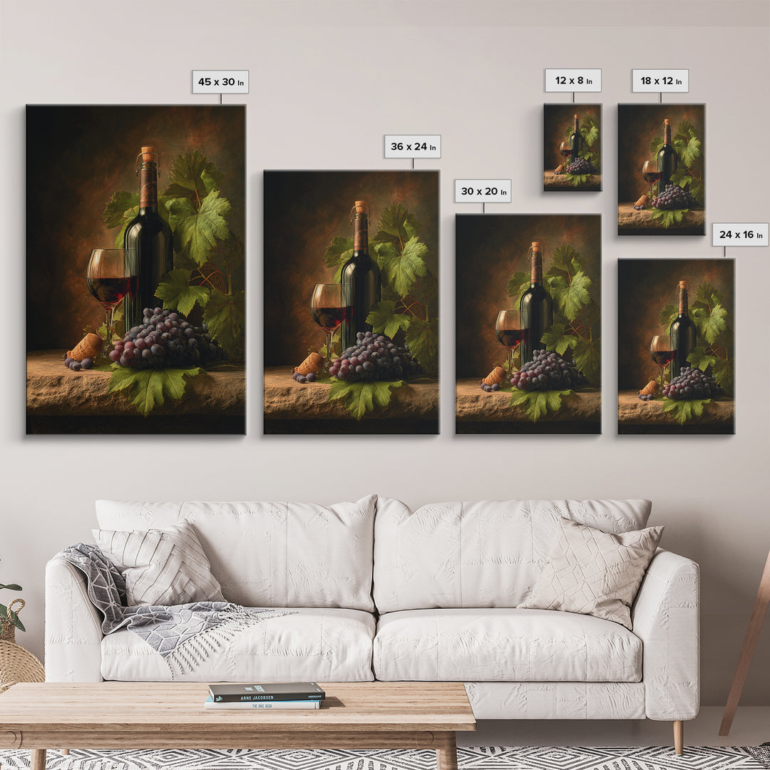 Wine Tasting Flight Rendered as Elegant Still Canvas Print, Winery Art, Art Print, Winery Decor, Oil Painting, Vineyard, WIN-2x3-66