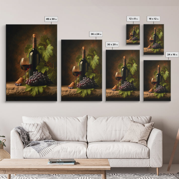 Wine Tasting Flight Rendered as Elegant Still Canvas Print, Winery Art, Art Print, Winery Decor, Oil Painting, Vineyard, WIN-2x3-66
