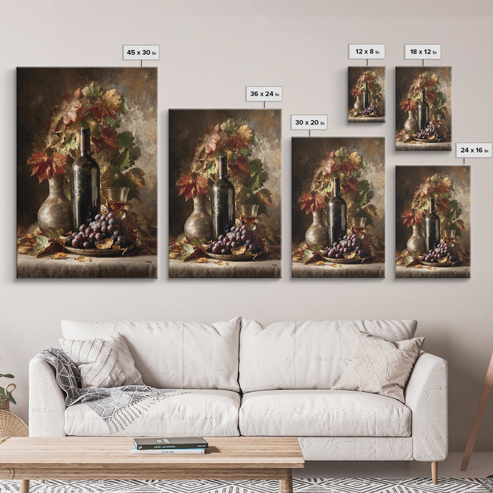 Vine Leaves Turning Autumn Red and Gold Canvas Print, Winery Art, Living Room Decor, Winery Decor, Fine Art, Vineyard, WIN-2x3-67