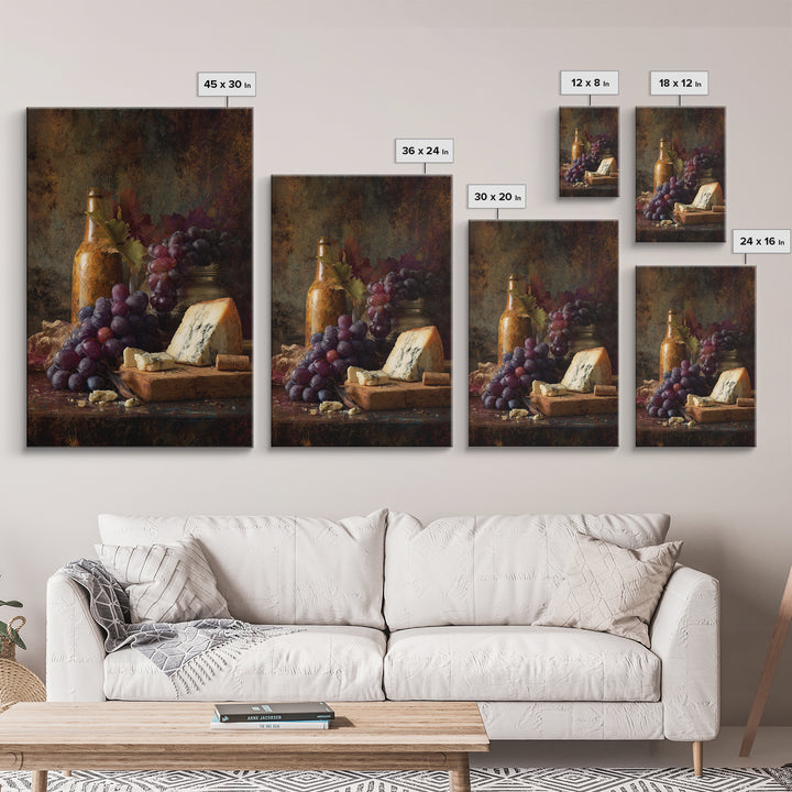 Charcuterie Board with Grapes and Cheese Framed Canvas Print, Winery Art, Wall Art Print, Winery Decor, Fine Art, Vineyard, WIN-2x3-69