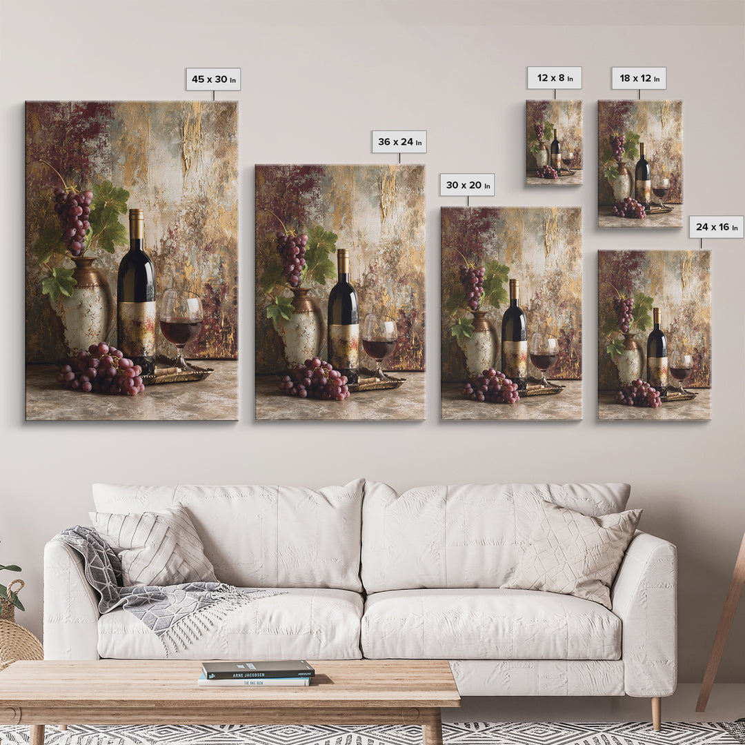 Burgundy Abstract with Gold Accents Canvas Print, Winery Art, Fine Art Print, Winery Decor, Abstract Art, Vineyard, Wall Decor, WIN-2x3-7