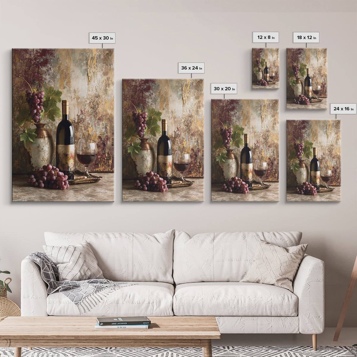 Burgundy Abstract with Gold Accents Canvas Print, Winery Art, Fine Art Print, Winery Decor, Abstract Art, Vineyard, Wall Decor, WIN-2x3-7