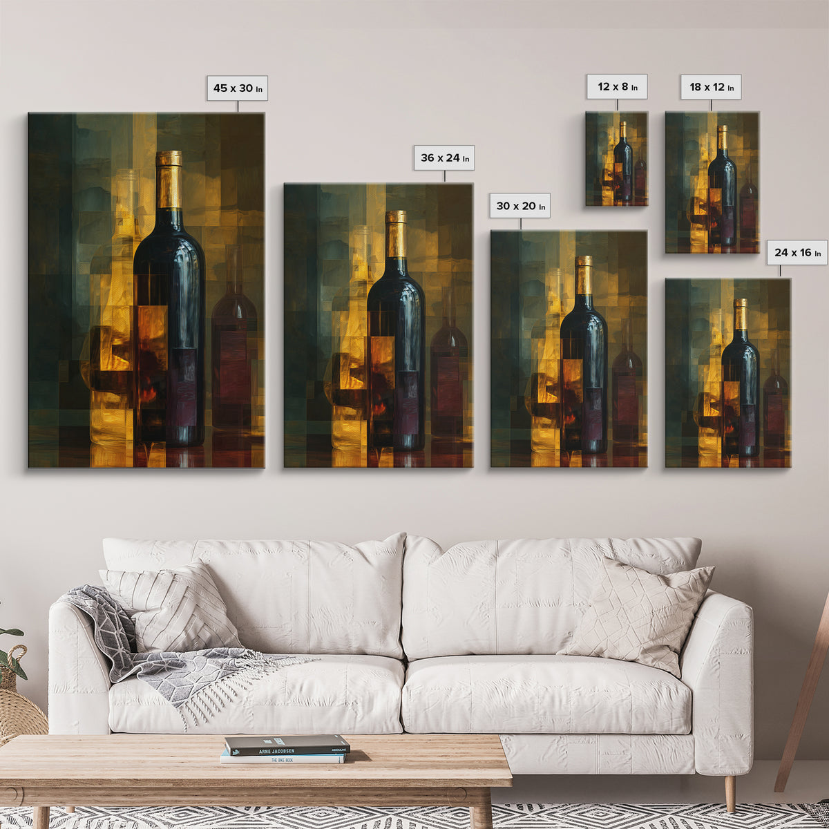 Black and Gold Wine Bottle Silhouette Canvas Print, Winery Art, Winery Decor, Oil Painting, Vineyard, Watercolor Painting, WIN-2x3-72