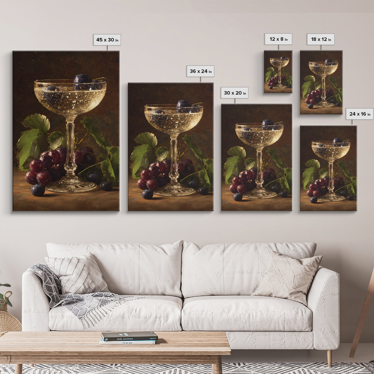 Champagne Coupe with Bubbles and Light Framed Canvas Print, Winery Art, Wall Art Print, Winery Decor, Fine Art, Vineyard, WIN-2x3-75