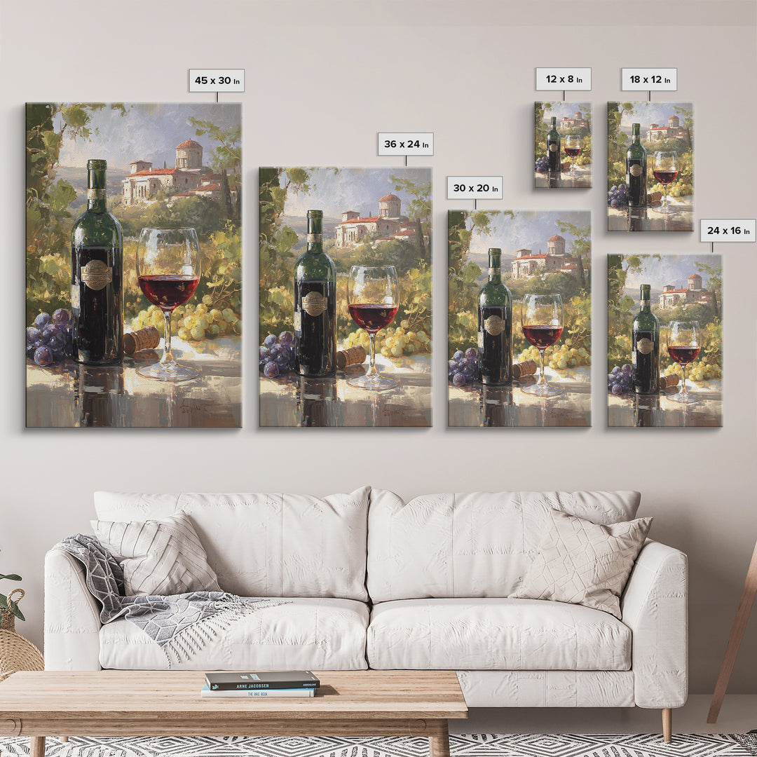 Italian Villa Vineyard Landscape Framed Canvas Print, Winery Art, Matisse Print, Winery Decor, Watercolor Art, Vineyard, WIN-2x3-76
