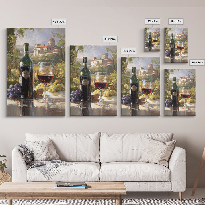 Italian Villa Vineyard Landscape Framed Canvas Print, Winery Art, Matisse Print, Winery Decor, Watercolor Art, Vineyard, WIN-2x3-76