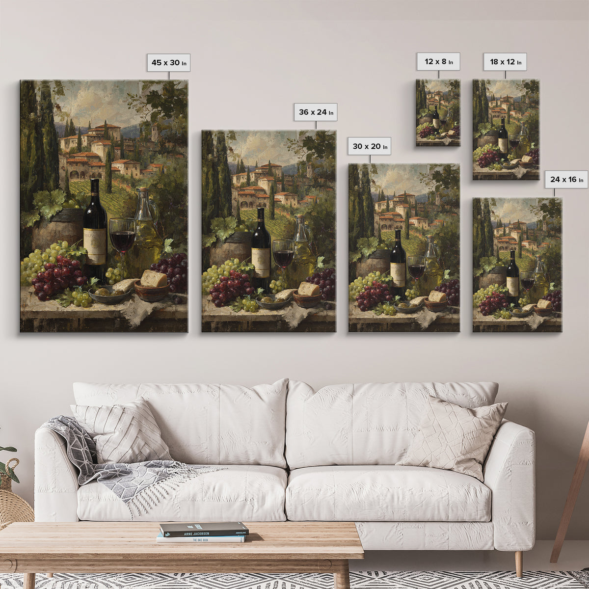 Tuscan Vineyard at Golden Hour Framed Canvas Print, Winery Art, Landscape Art, Winery Decor, Abstract Art, Vineyard, Room Decor, WIN-2x3-83