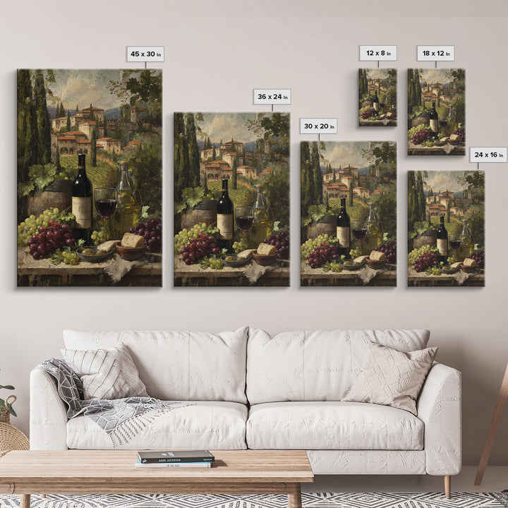 Tuscan Vineyard at Golden Hour Framed Canvas Print, Winery Art, Landscape Art, Winery Decor, Abstract Art, Vineyard, Room Decor, WIN-2x3-83