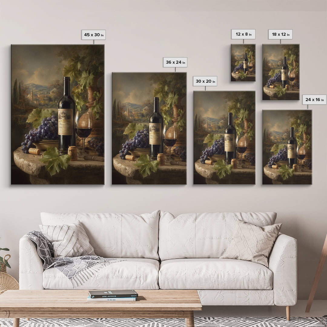 French Vineyard Hills Framed Canvas Print, Winery Art, Living Room Decor, Winery Decor, Fine Art, Vineyard, Travel Poster, WIN-2x3-88
