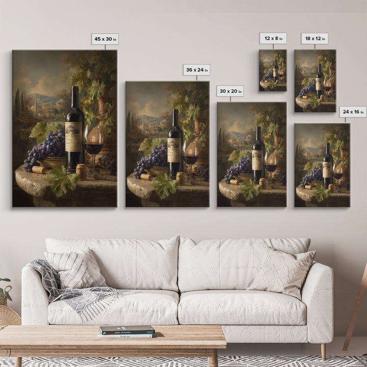 French Vineyard Hills Framed Canvas Print, Winery Art, Living Room Decor, Winery Decor, Fine Art, Vineyard, Travel Poster, WIN-2x3-88