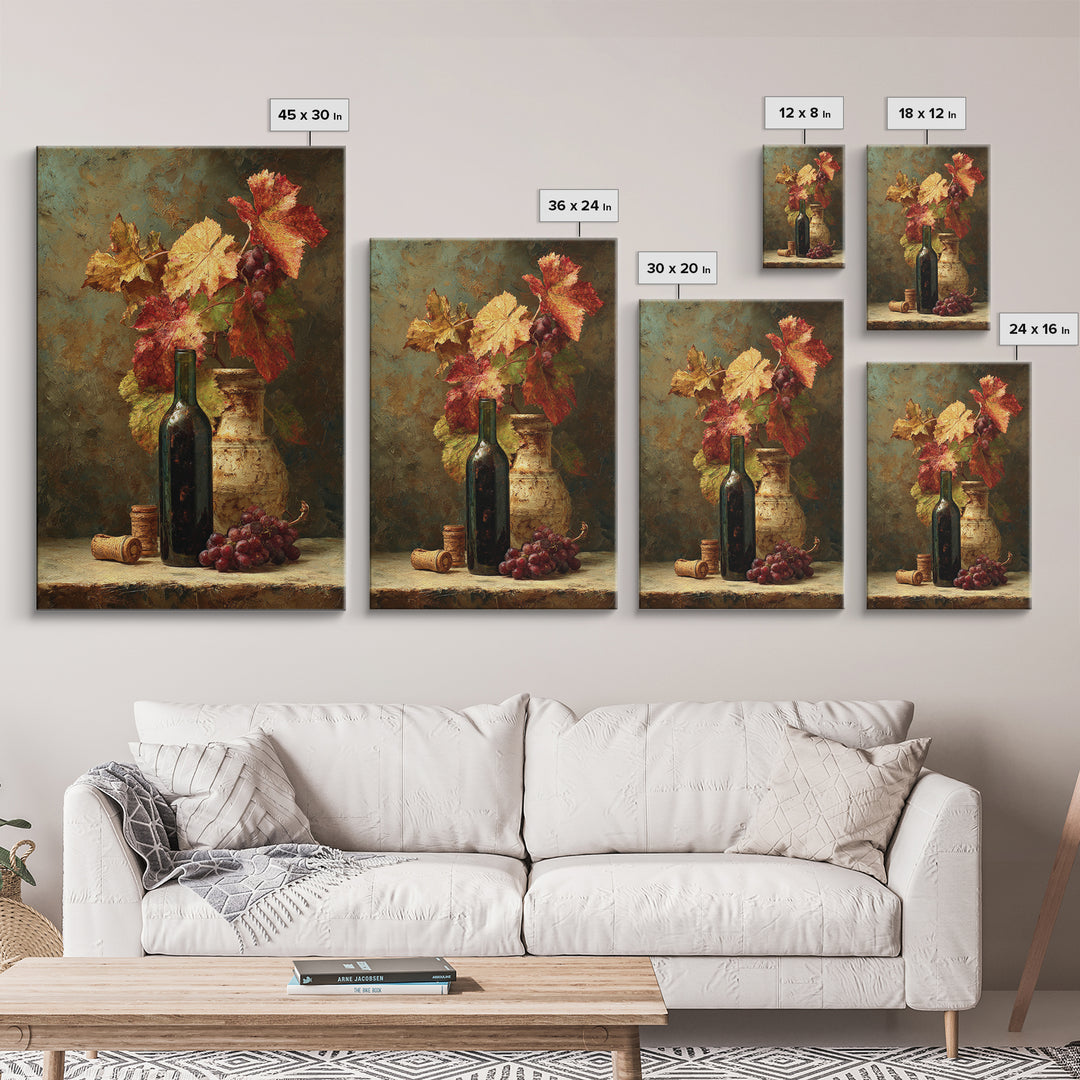 Vine Leaves Turning Autumn Red and Gold Canvas Print, Winery Art, Living Room Art, Winery Decor, Fine Art, Vineyard, WIN-2x3-91