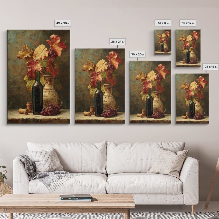Vine Leaves Turning Autumn Red and Gold Canvas Print, Winery Art, Living Room Art, Winery Decor, Fine Art, Vineyard, WIN-2x3-91
