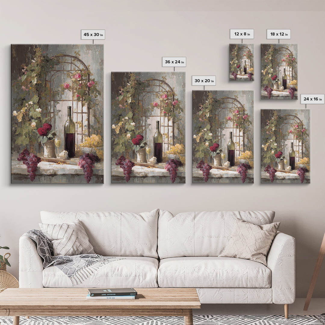 Vineyard Gate with Climbing Roses Canvas Print, Winery Art, Travel Poster, Winery Decor, Oil Painting, Vineyard, WIN-2x3-95