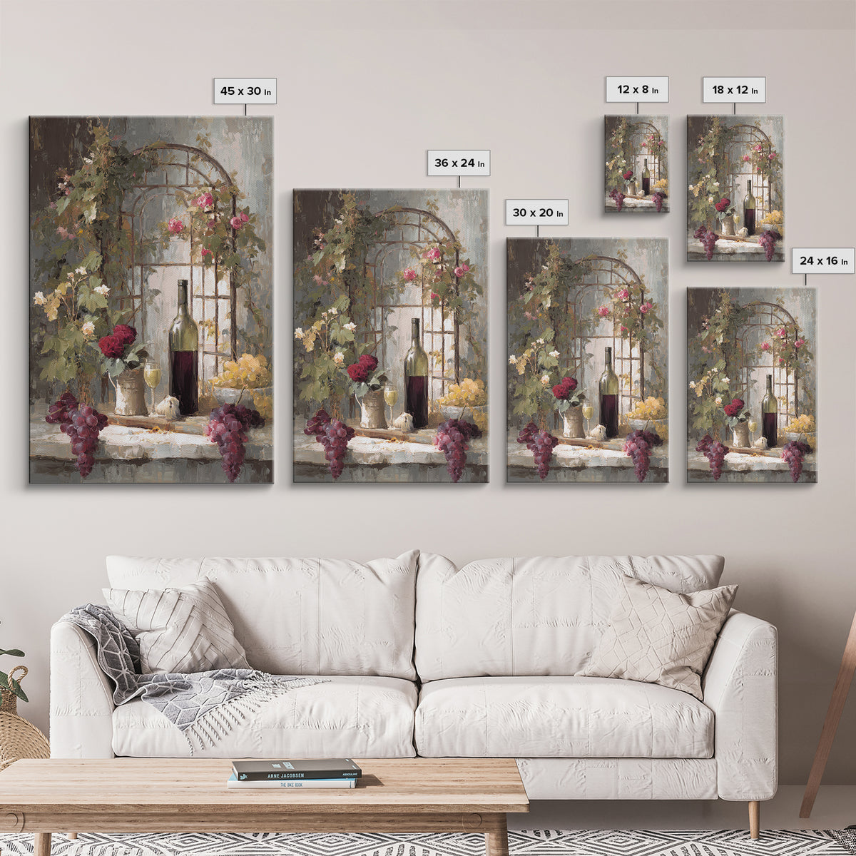 Vineyard Gate with Climbing Roses Canvas Print, Winery Art, Travel Poster, Winery Decor, Oil Painting, Vineyard, WIN-2x3-95